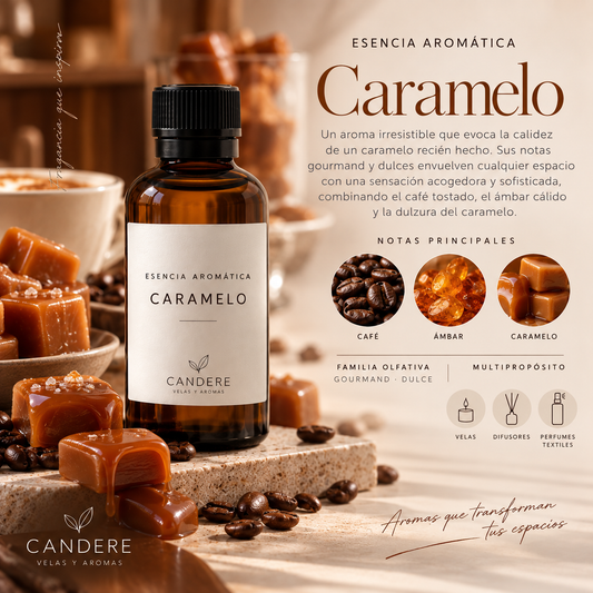 Fragancia Caramelo Gourmand Dulce – Esencia Aromática Candere