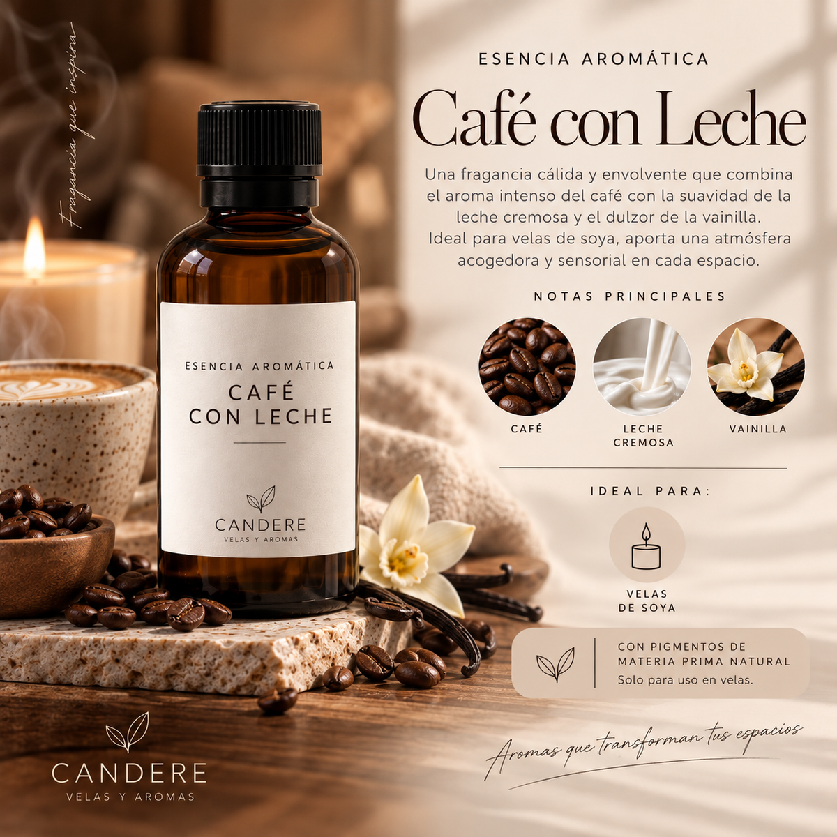 Fragancia Café con Leche – Esencia Aromática Candere