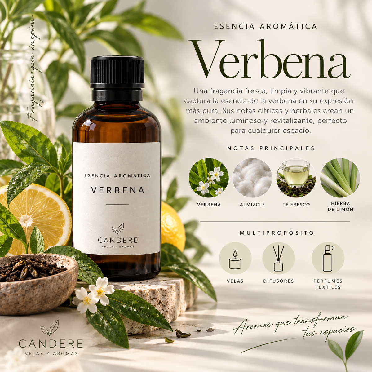 Fragancia Verbena Esencia Aromática Multipropósito – Candere